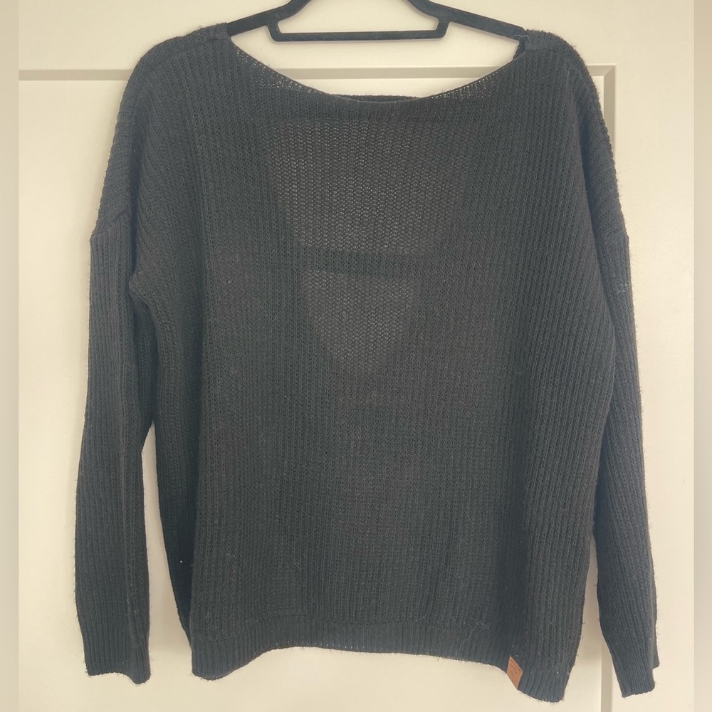 Women's Knit Black Sweater with Low Back